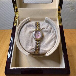 Vintage Helbros Gold/Silver Ladies' Watch with Pink Pearl Dial, 19mm